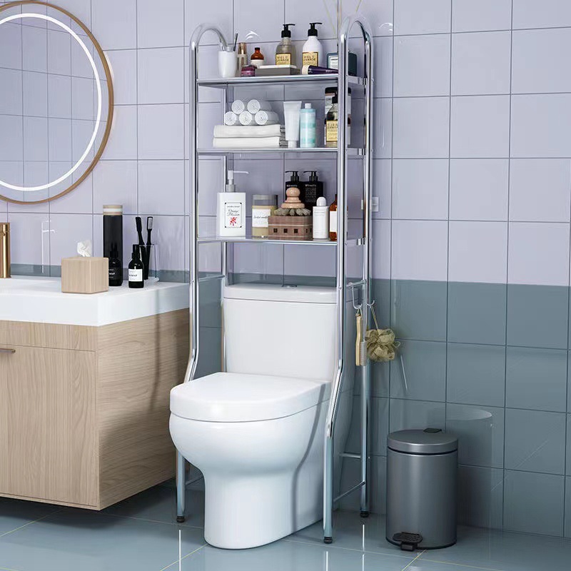 Baño Estantes de baño Inodoro de pared de piso al techo Baño Inodoro Rack para lavabo Lavadora Estante de almacenamiento de inodoro