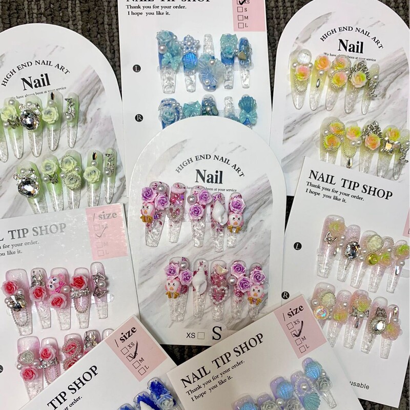Popular Handmade Wearable Nails, Crushed Ice Blind Box, Cat Eye, Tiktok Live Sale, High Aesthetic Nail Pieces, Unique Items Wholesale