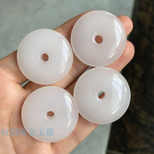 新疆金丝玉平安扣吊坠批发 大孔薄款30mm白玉平安扣挂件男女款