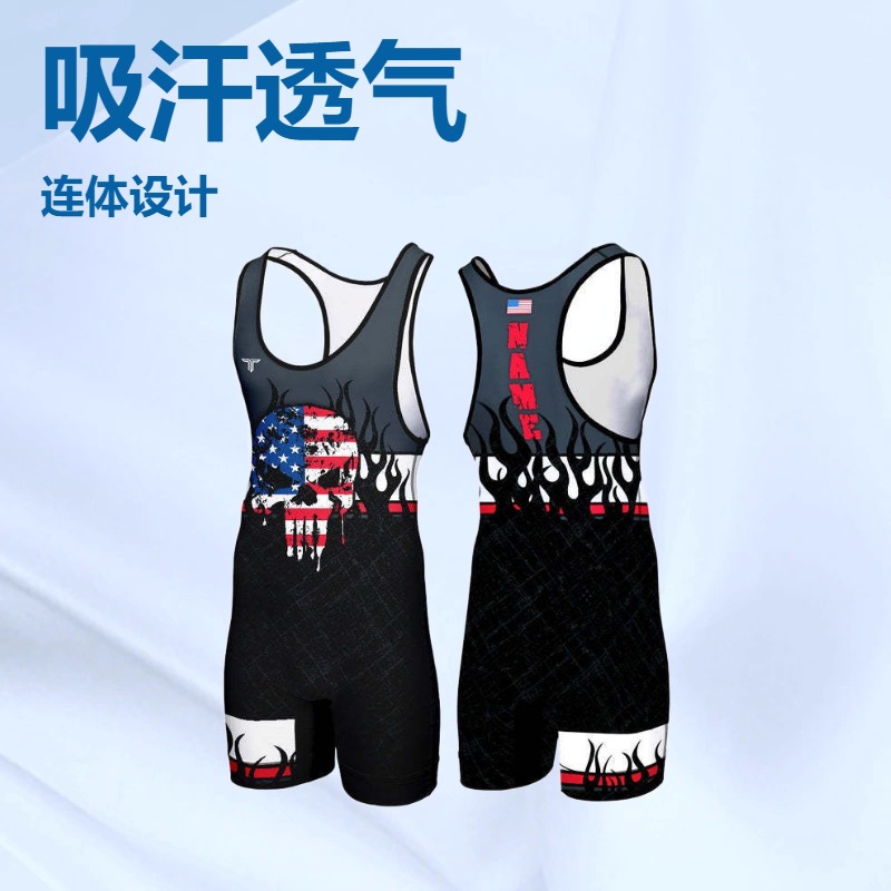 Mesh Vest Fitness Training Breathable Sports Quick-Drying One-Piece Wrestling Suit Martial Arts Lightweight Weightlifting Training Suit