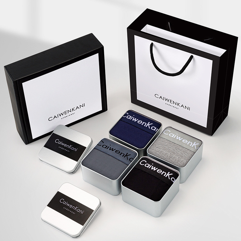 Trendy Men's Underwear Pure Cotton Modal Boxer Briefs Boxer Shorts Shorts Valentine's Day Gift Box for Boyfriend