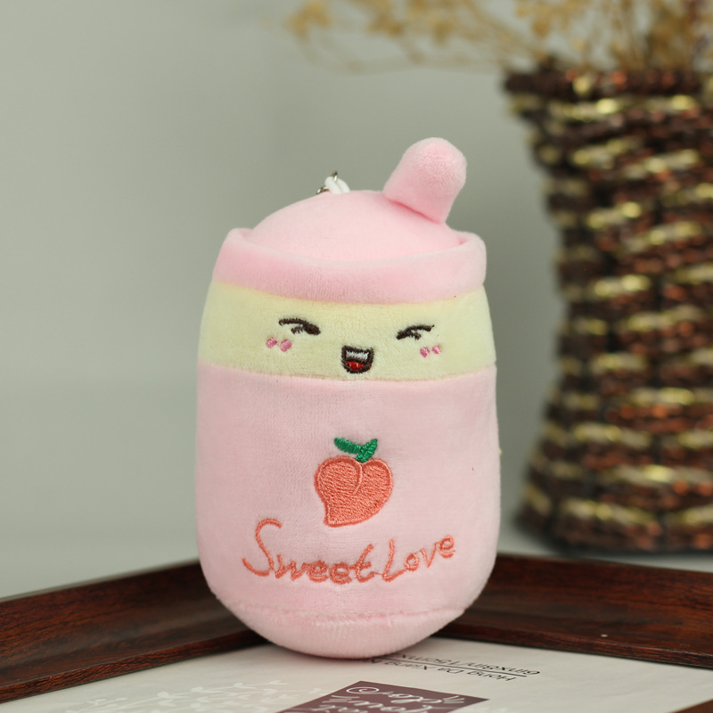 Linda simulación fruta leche taza de té colgante de peluche muñeca de juguete bolsa colgante decoración muñeca llavero grab máquina muñeca