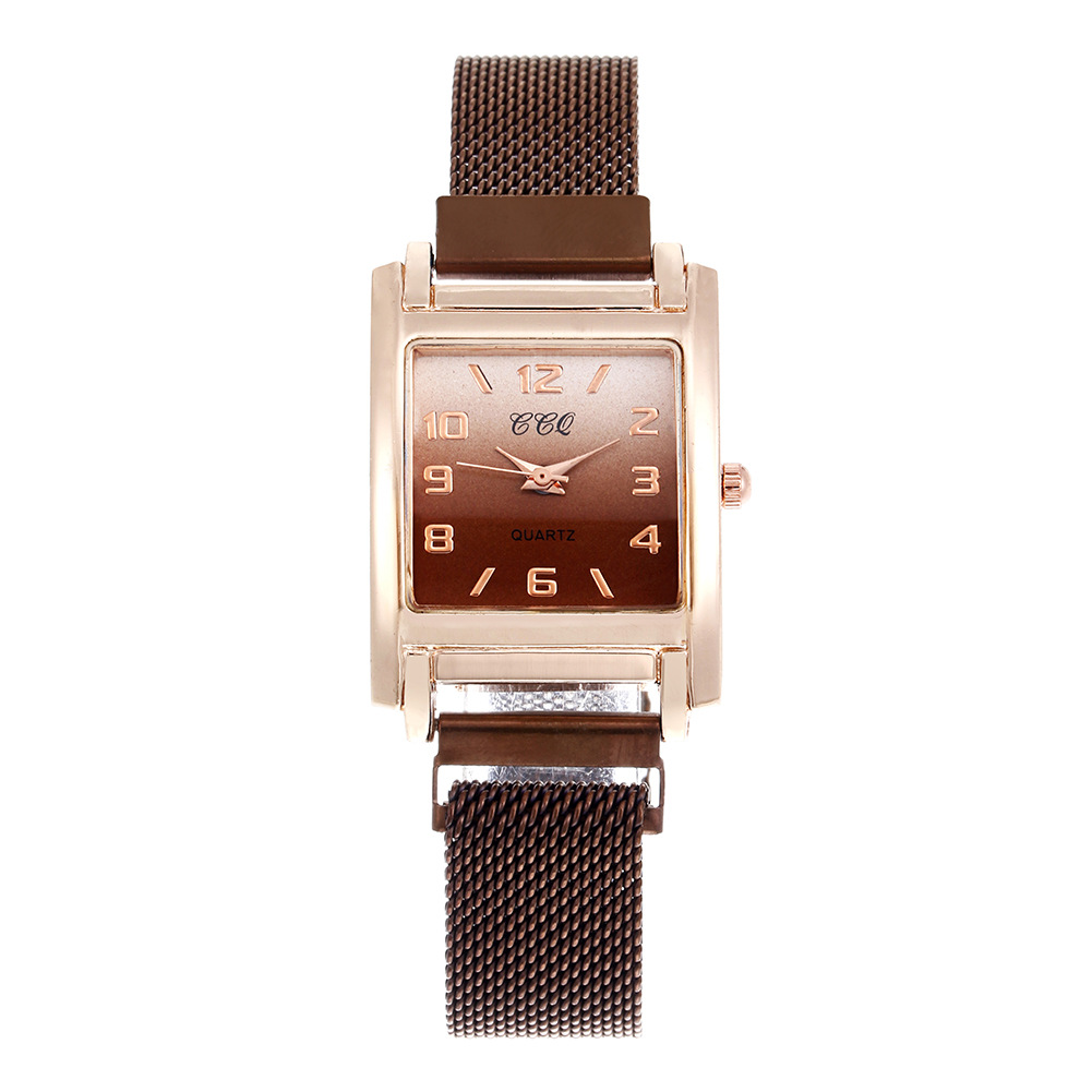 Montre à quartz avec boucle magnétique pour femmes, accessoire de célébrité sur Internet, minimaliste, carrée, numérique, nouvelle collection 2024_voghion.com