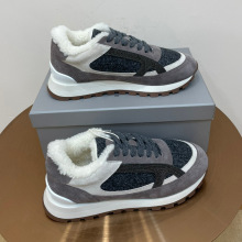 意大利BC冬季新款老爹鞋麂皮羊绒休闲运动鞋女时尚拼色德训鞋棉鞋