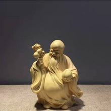 黄杨木雕寿星摆件实木雕刻工艺品送领导长辈老人生日做寿高档实用