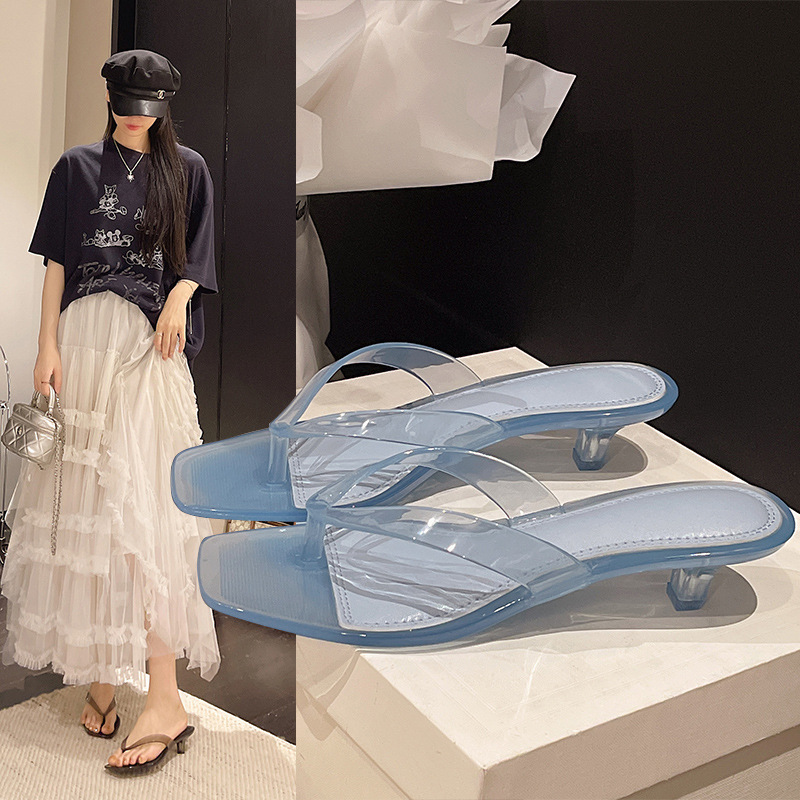Crystal Heel Shoes, New Fashion High-Heeled Slippers, Summer Versatile Jelly Shoes, Flip-Flops, Ebay Thong-Toe Square-Toe Slippers Crystal Heel Shoes, New Fashion High-Heeled Slippers, Summer Versatile Jelly Shoes, Flip-Flops, Ebay Thong-Toe Square-Toe Slippers