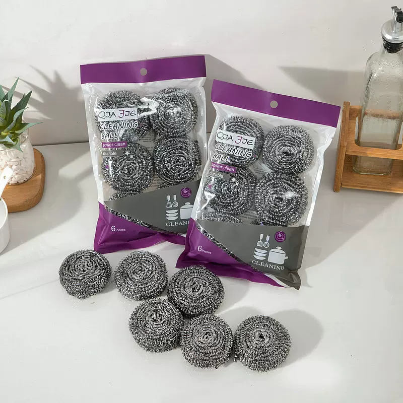 不锈钢刷锅清洁球6个装洗碗工具球厨房家用用品去污锅刷钢丝球