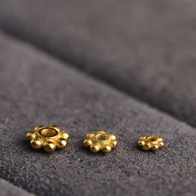 S925 silver spacer gasket silver gold plated ancient gold diy Hand Beaded Snowflake piece gear spacer jewelry accessories