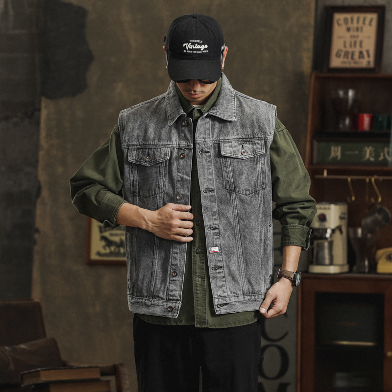 Denim spring retro trend fashionable vest sleevless