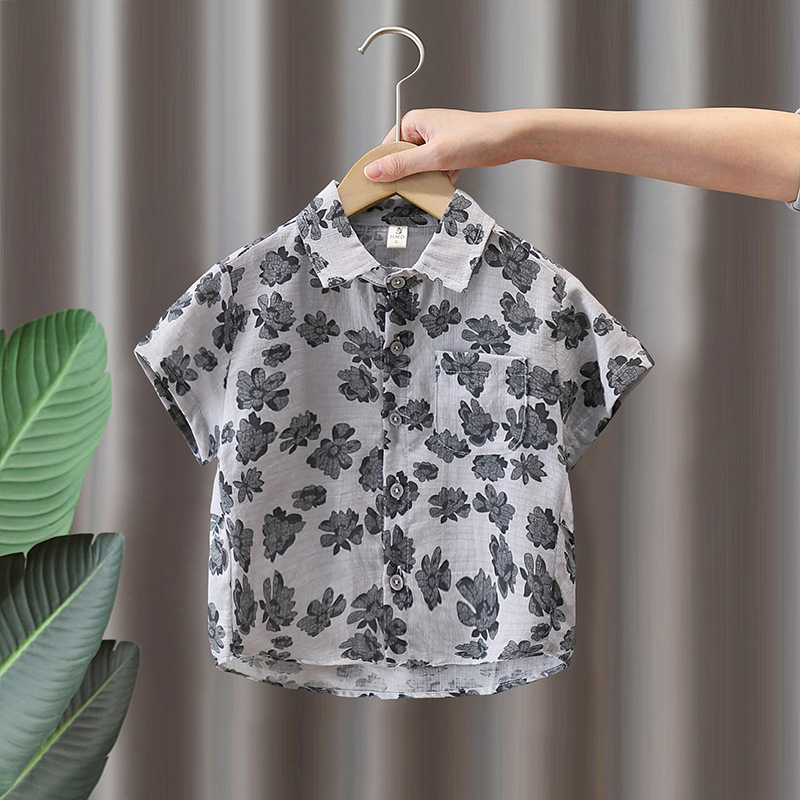 Conjunto de Verano para Niños 7319, Camisa Floral de Manga Corta y Pantalones Cortos, Modelo 2026, Conjunto de Dos Piezas Ligero para Niños