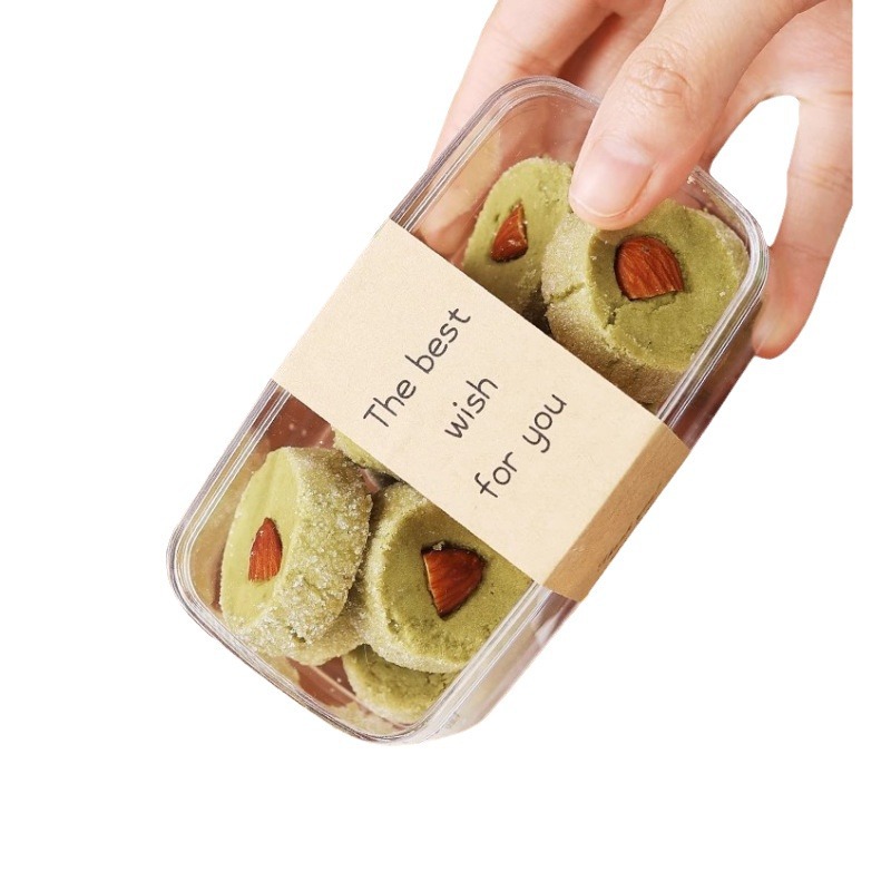 Caja de almacenamiento de Internet celebridad mousse leche de soja tiramisú galleta caja de embalaje rectangular caja desechable de plástico transparente