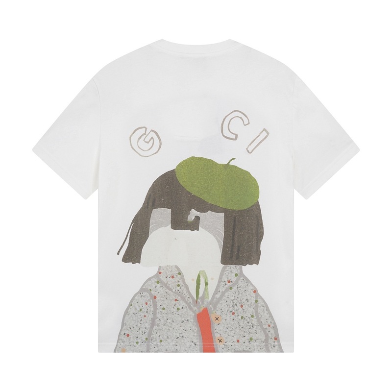 GU GU ハイバージョン クロスボーダー 25SS 新作 子犬 アニマル柄シリーズ プリント 半袖 Tシャツ カップル 万能|undefined