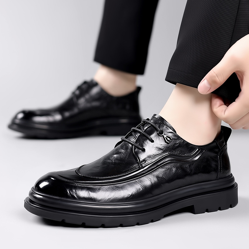 Zapatos de cuero de negocios para hombres 2024 otoño nueva moda transpirable, jóvenes zapatos de cuero británicos, zapatos de boda para novio