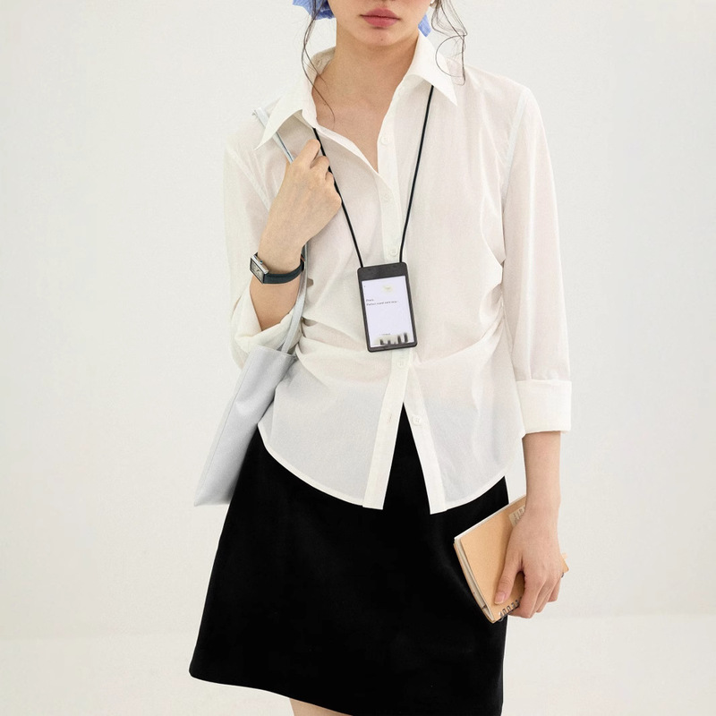 "Fashionable Preppy" Retro Pleated Long Sleeve Shirt Women's Spring New Waist Slimming Shirt Elegant Top