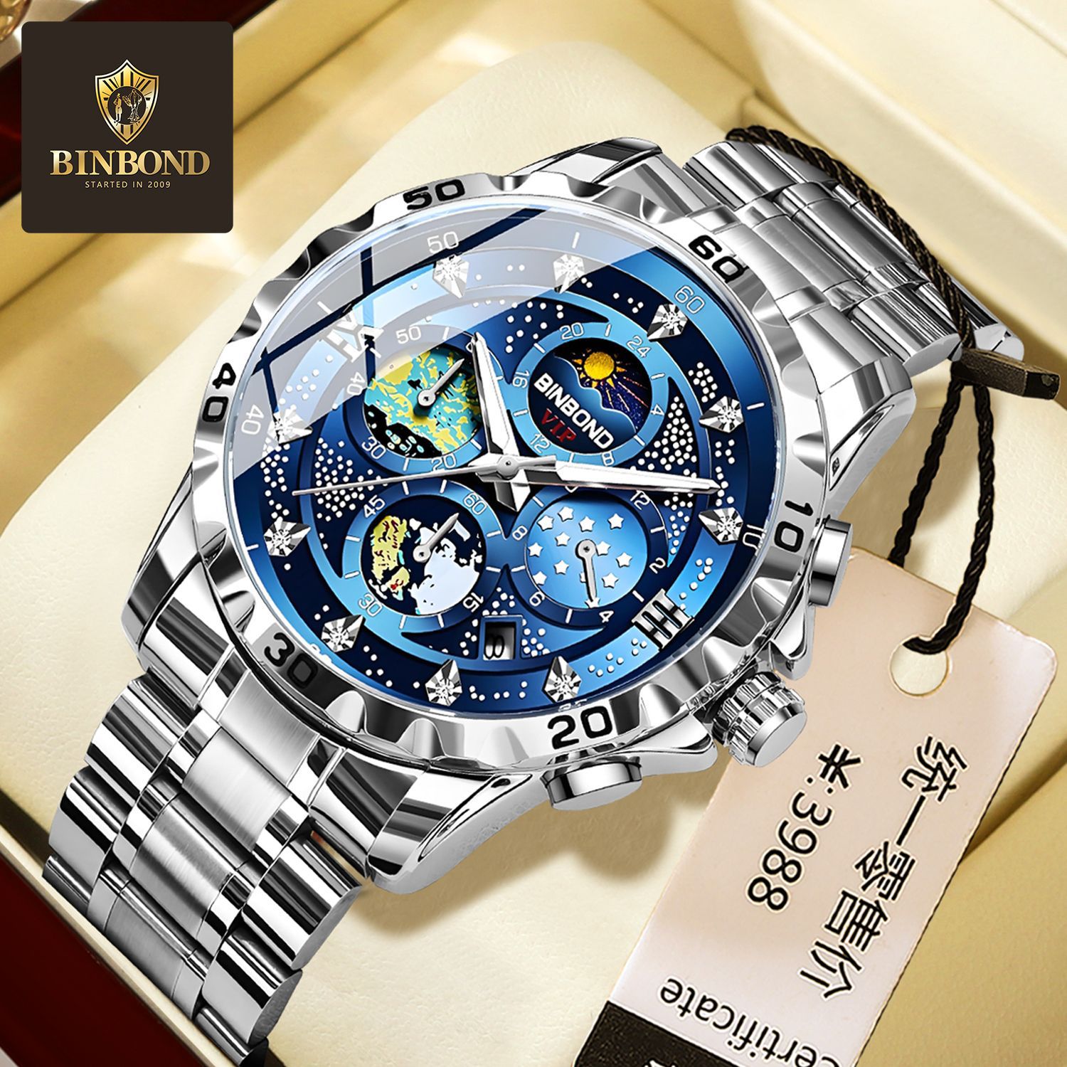 genuine goods Men's Watch Automatic Foreign Trade Waterproof Fashion Korean Star Watch Male Student Luminous Calendar Watch