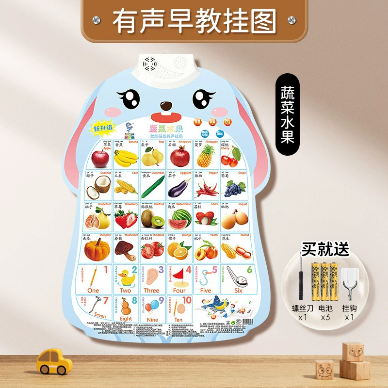 乐乐鱼 Rabbit, flip chart, cute toy, teaching brainteaser, with sound, early education