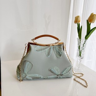 Embroidered New Chinese Style Bag for Women, Retro Cheongsam Evening Bag, Han Dynasty Satchel Gold Bag, Elegant Elegant Cross-Body Bag