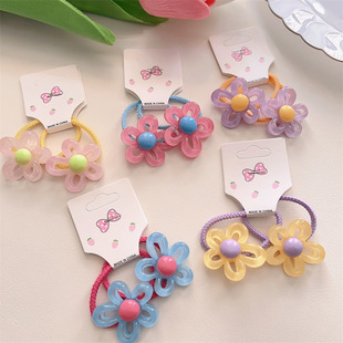 Small flower rubber band Children girls do not hurt hair baby hair rope little girl head flower hair band hair rope hair accessories headdress