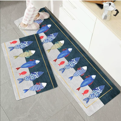 Avtomobil döşəmə paspasları – Wholesale Long Kitchen Floor Mats - green-luxury-small-fish-40x-60cm-one-piece