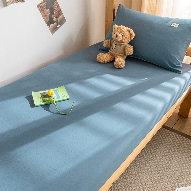 Sombrilla de cama de algodón de tres piezas para dormitorio de estudiantes universitarios, juego individual, funda protectora de colchón de algodón de verano