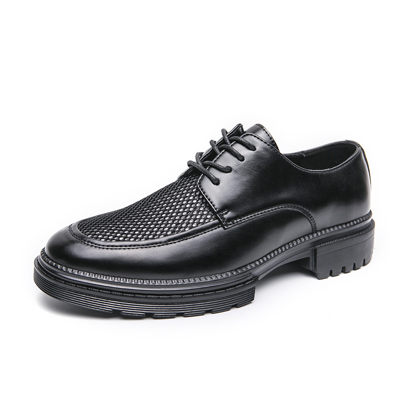 Transfronterizo de tamaño grande aumento de suela gruesa BLOCK UK trajes huecos zapatos de cuero verano 2024 nuevos zapatos casuales para hombres