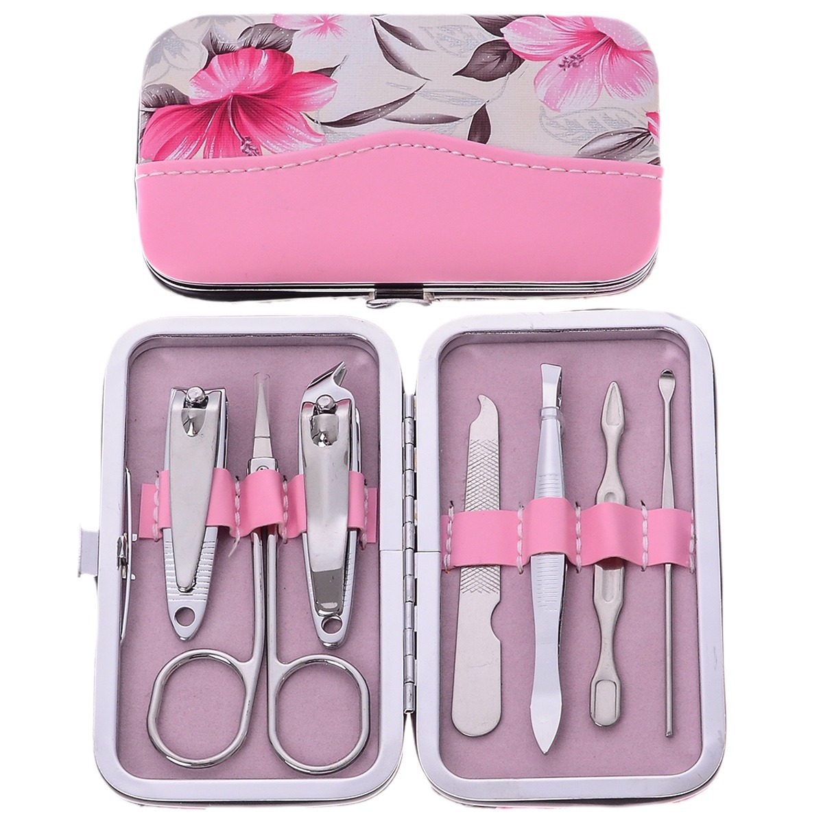 Fabricante Spot Beauty Tools Juego de regalo de siete piezas Cortaúñas de acero al carbono Tijeras Juego de cortaúñas de manicura