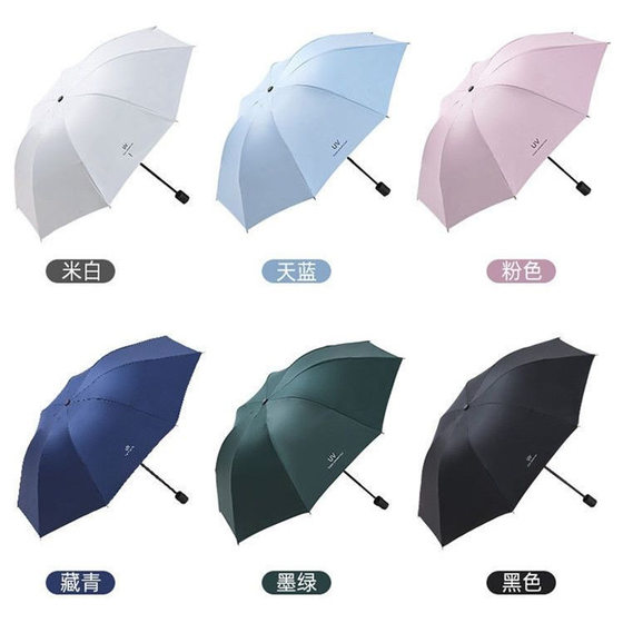 Manual UV Black Rubber Sunscreen Sun Umbrella Folding Dual-use Sunny and Rainy Advertising Gift Umbrella