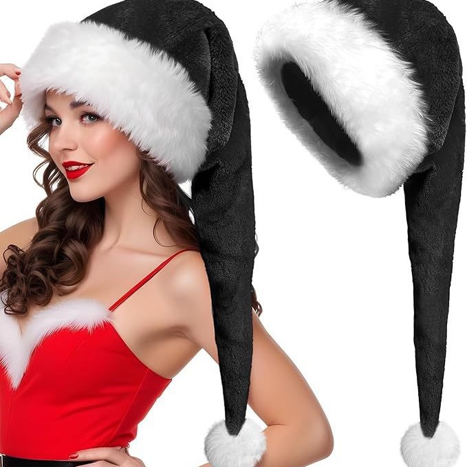 Sombrero navideño de 75cm Sombrero navideño de felpa largo Sombrero navideño de alta gama transfronterizo Decoraciones navideñas