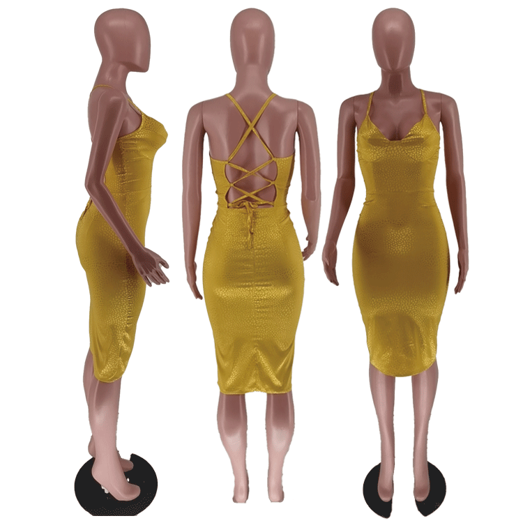 Abito donna sexy con scollo a v profondo e vita alta_voghion.com
