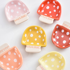 ミニかわいいキノコ型セラミックディッシュディップディッシュ小皿家庭用スナックディッシュフレーバーディッシュ小皿