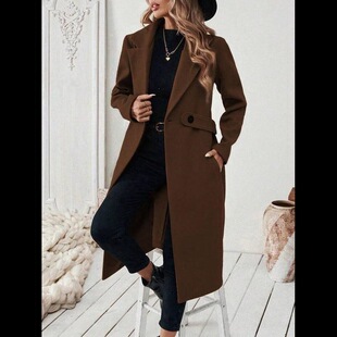 W 14906 Long Collar Slim Fit Wool Coat ���I�����ش���