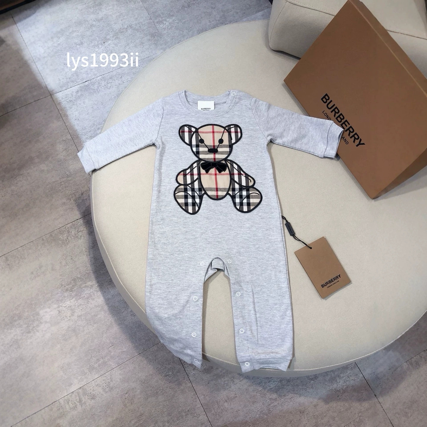Körpə üçün pambıq kombinezon, ayı tikməli, unisex