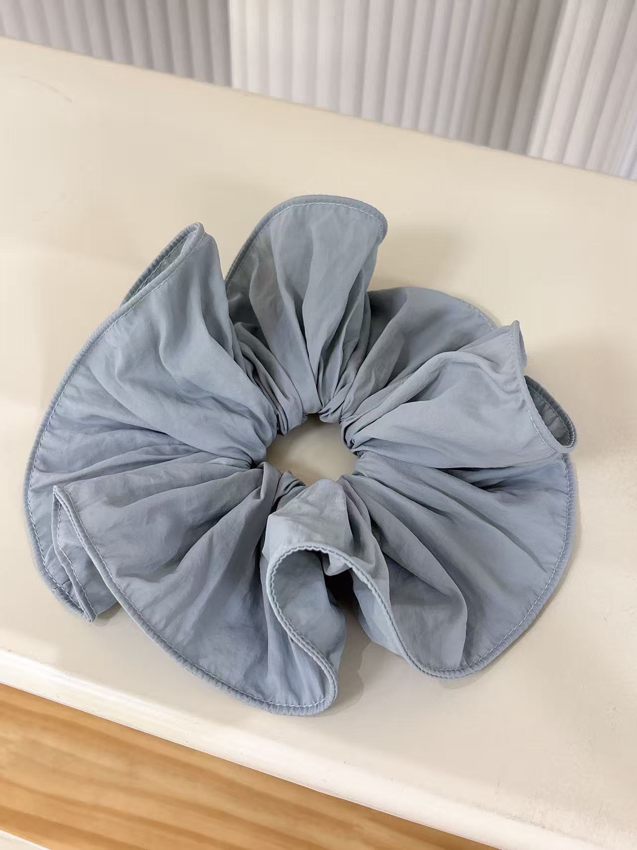 Super Brightening~ Klein Blue Morandi Color Series Simple Solid Color Pleated Large Hair Tie Fashionable Niche Hair Rope