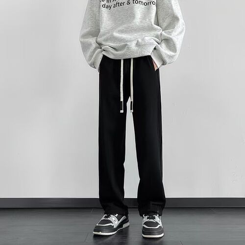 Men's Straight Leg Casual Pants Trendy Versatile Loose Wide Leg Pants American Style Durable Sport Sweatpants