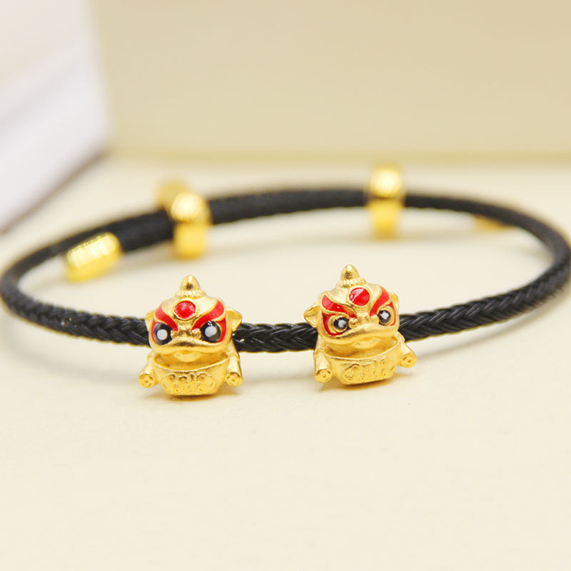 沙金保色真空镀烧蓝醒狮隔珠转运手工diy配件红绳手串配饰材料|ms