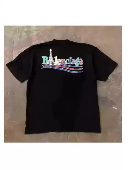 2025 Summer Paris Cola Embroidery Short Sleeve T-Shirt Casual Half Sleeve Base Layer Round Neck T-Shirt Unisex Couple
