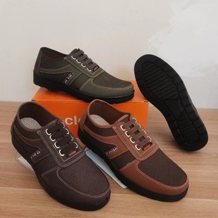 Spring and Autumn New Men's Casual Shoes Polyurethane Four-tendon Men's Cloth Shoes Outdoor Breathable Driver Work Shoes