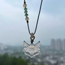 新中式狐狸编织吊坠项链国风新款设计感百搭简颈链