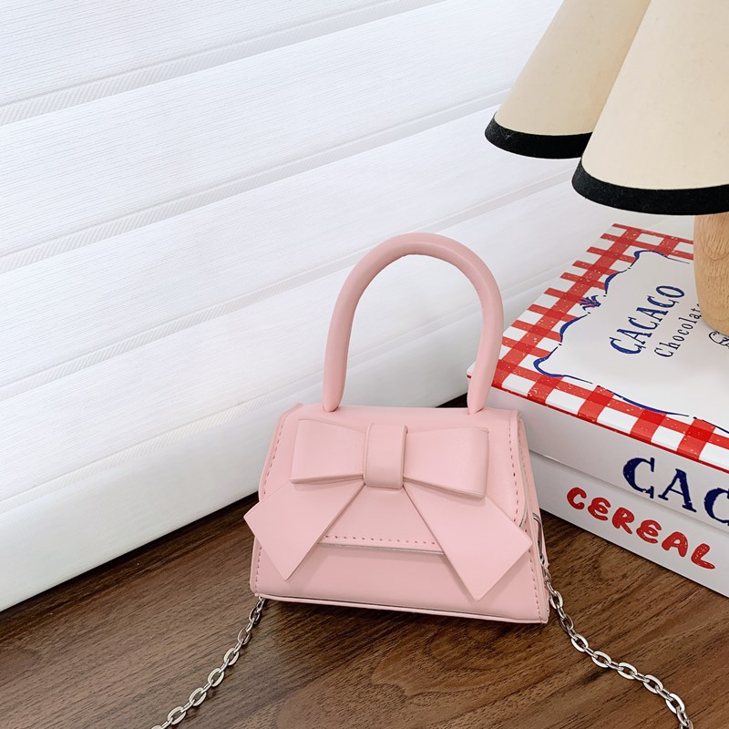 Bolso de princesa de estilo occidental Bolso de hombro para niña con lazo lindo de color sólido simple