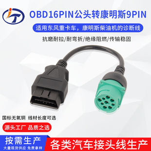 Тяжелая карта Dongfeng OBD Диагностическая линия OBD2 16PIN HEAD до кабеля подключения двигателя Kangomins 9PIN