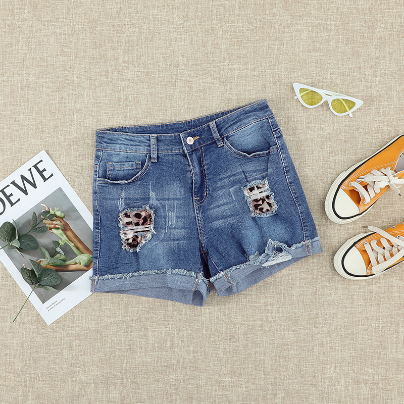 时颖磨破牛仔短裤女夏季新款欧美显瘦高腰直筒水洗女士牛仔裤