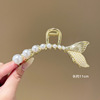 Fashionable big metal elegant crab pin, acrylic brand shark, hairgrip from pearl, light luxury style