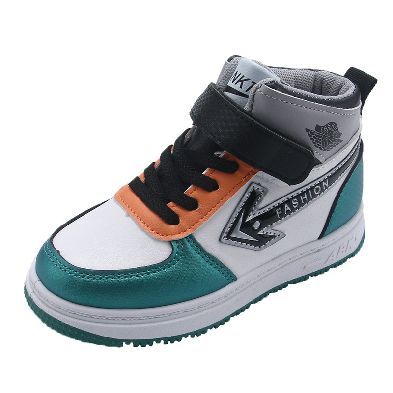 Boys' high top cotton shoes, sports children's board shoes, spring and autumn casual shoes, two cotton leather shoes,_voghion.com
