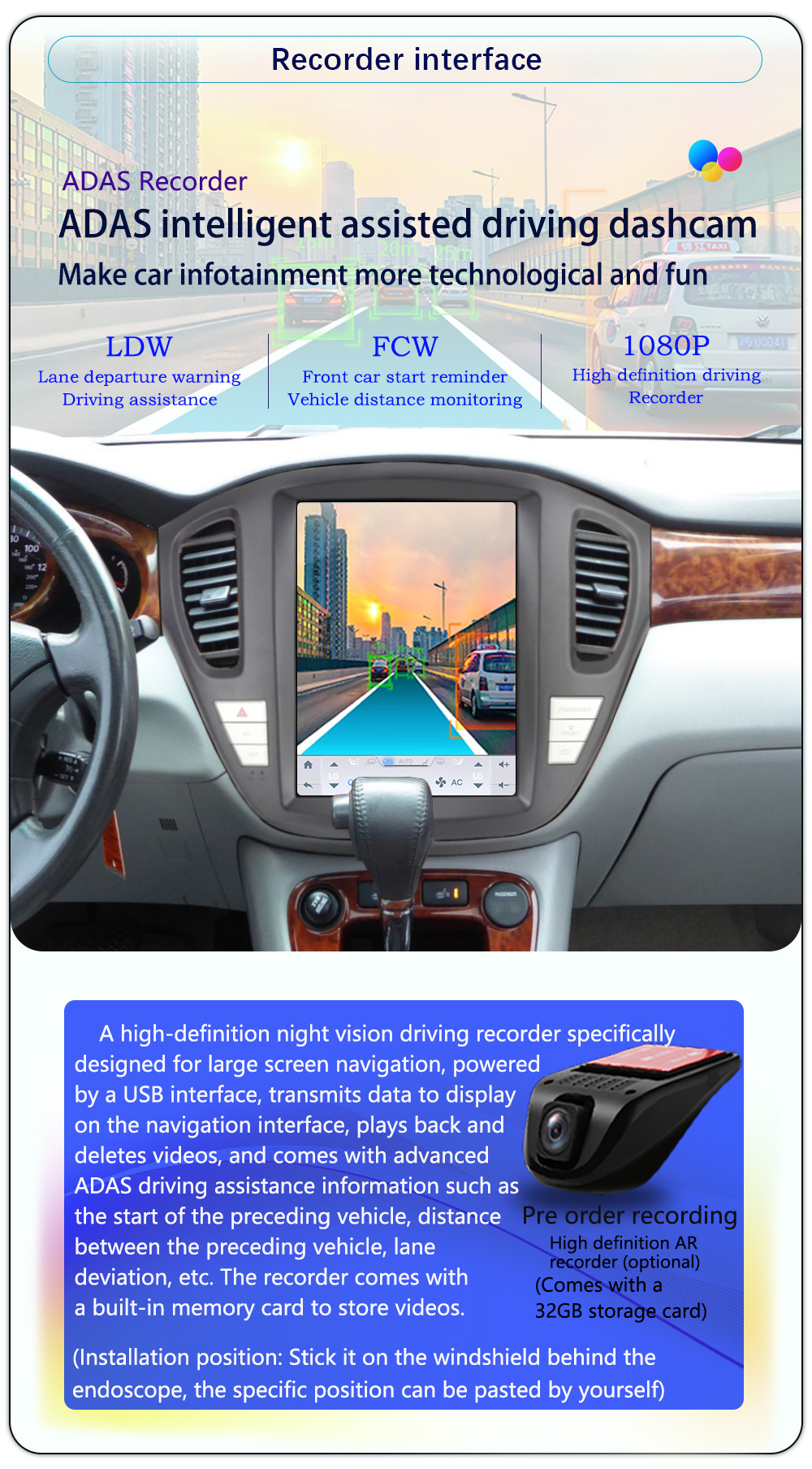 Applicable to 01-07 Toyota Highlander Highlander 12.1inch Vertical Screen 360 Panoramic Car Navigation