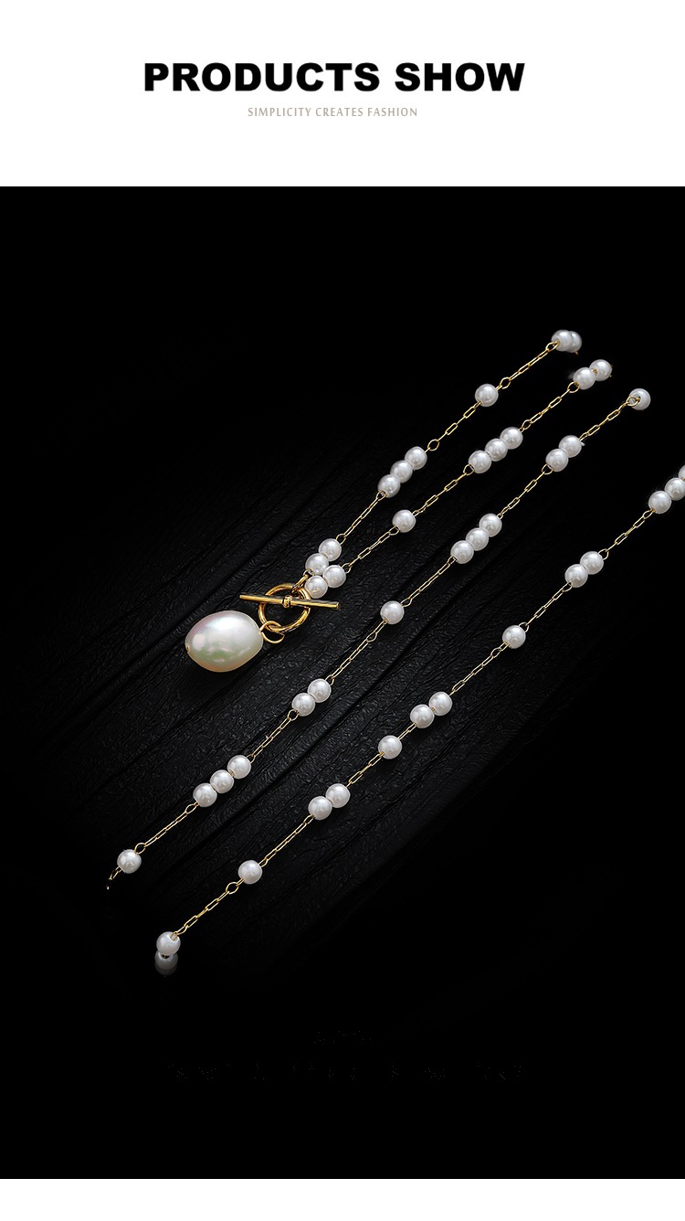 Fashion Geometric Titanium Steel Inlay Artificial Pearls Necklace