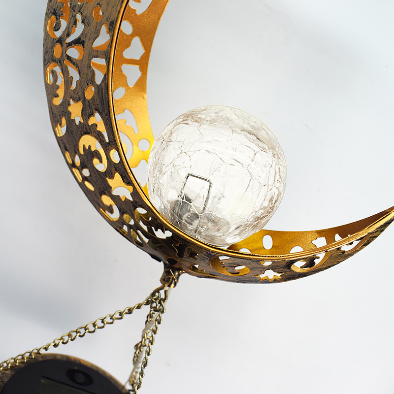 太阳能铁艺镂空风铃 月亮太阳星星LED户外园林景观庭院灯装饰品