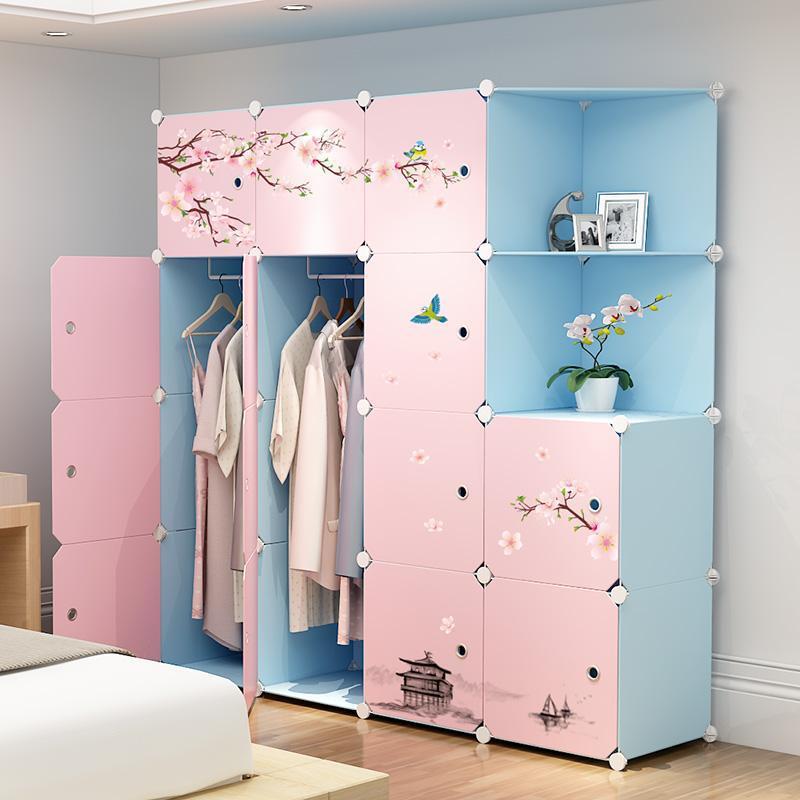 簡易衣櫃簡約現代塑料組裝衣櫥組合布藝鋼架臥室兒童儲物收納櫃子