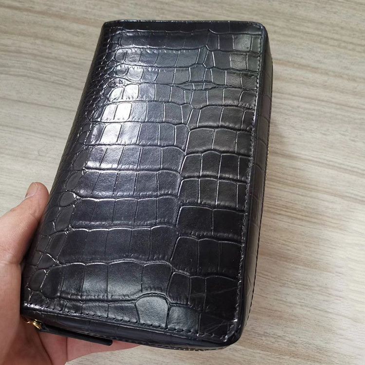 定制鳄鱼纹真皮手账包6孔活页拉链款手账本牛皮材质高端zip手账包