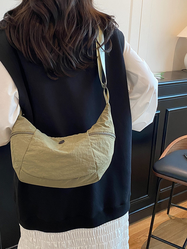 ナイロン脇の下餃子バッグ女性の新しいカジュアル軽量アウトドアホーンショルダーバッグ多用途キャンバスクロスボディバッグ|undefined