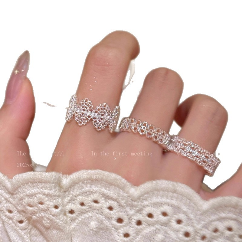 Palace Style Lace Zircon Ring Women's Niche Design Accessible Luxury High-End Index Finger Ring Fashionable Versatile Ring